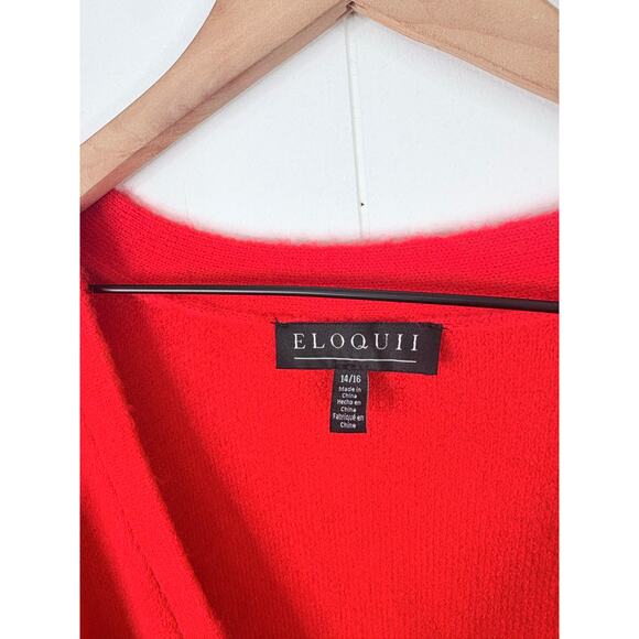 Eloquii Carmine Red Bow Long Sleeve Sweater Dress Plus Size 14 16 Holiday Party - Picture 9 of 9